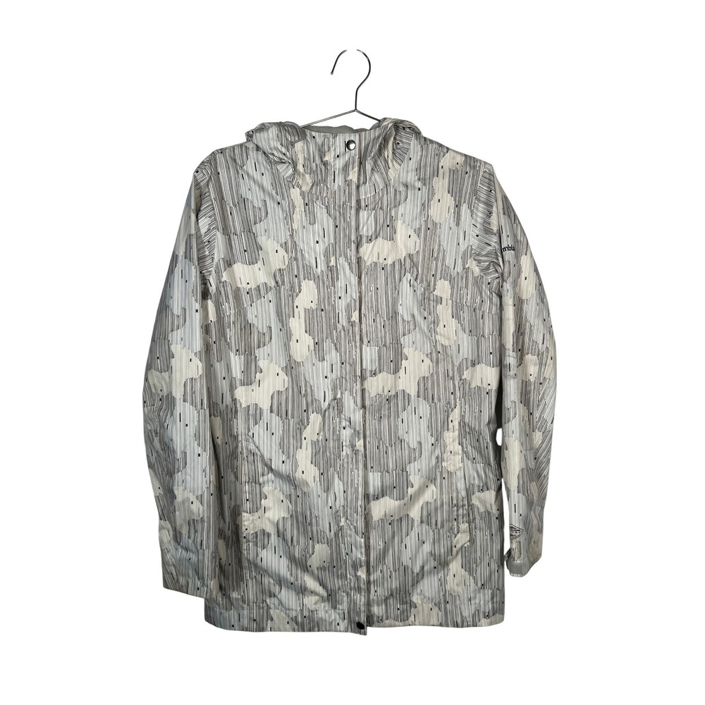 Columbia Omni-Tech Rain Jacket Grey White Abstract Camo Print Waterproof XL‎